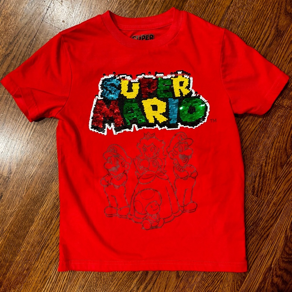 Super Mario Reversible Sequin T-Shirt – Nintendo 2020 – Kids Small
